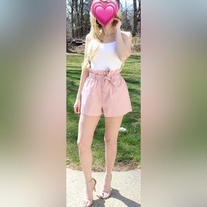 NWT Pink Paperbag Shorts